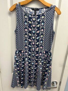 BCBGMaxAzria Women’s Blue Printed Geometric Print Dress, Size S